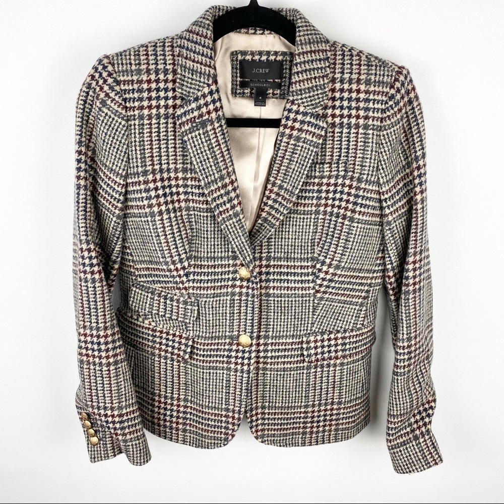 J.Crew Plaid Wool Schoolboy Blazer